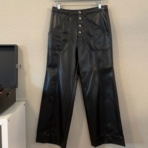 Cinq a Sept Benji Faux Leather Cropped Pants Size 4